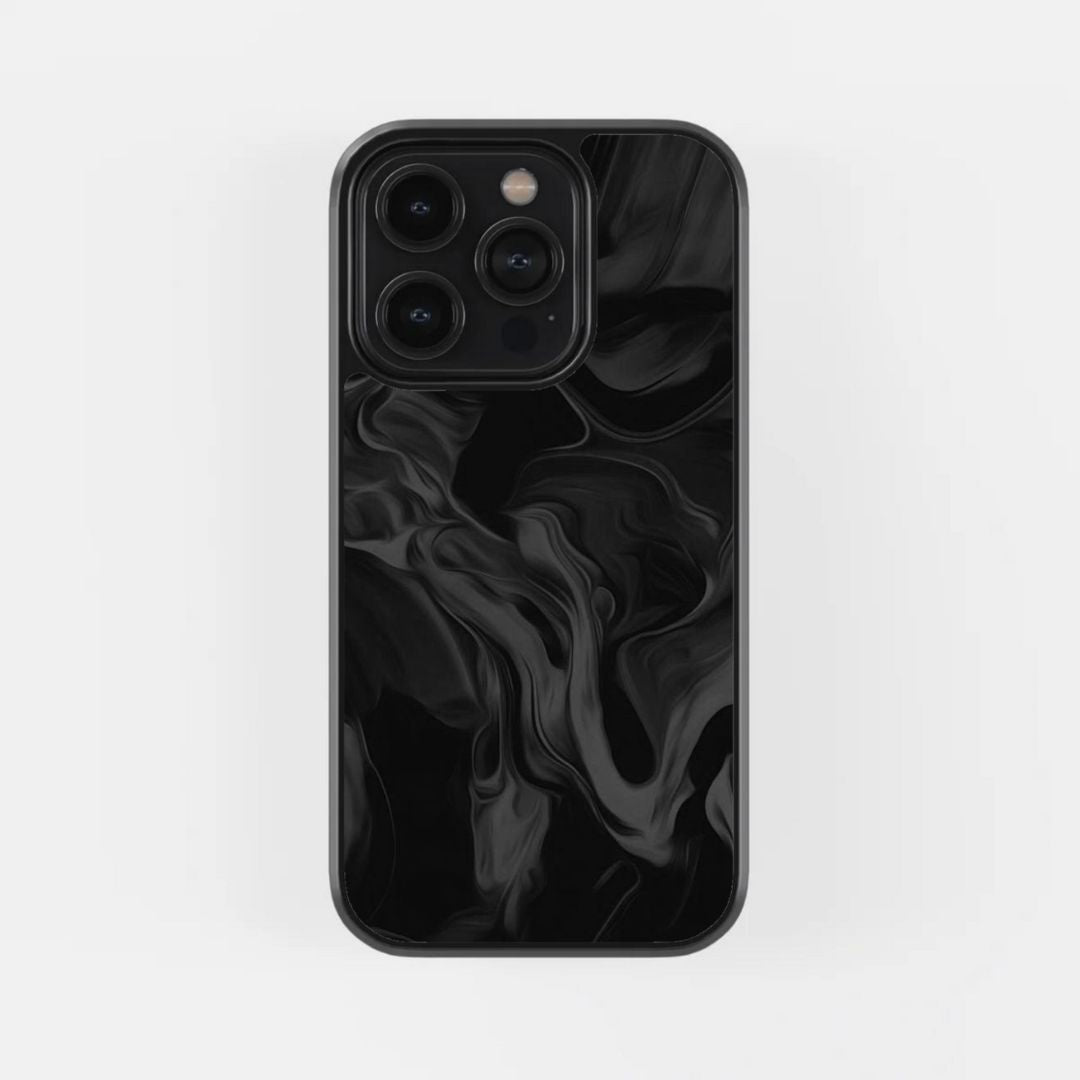 Black Marble Flow Glass Phone Case