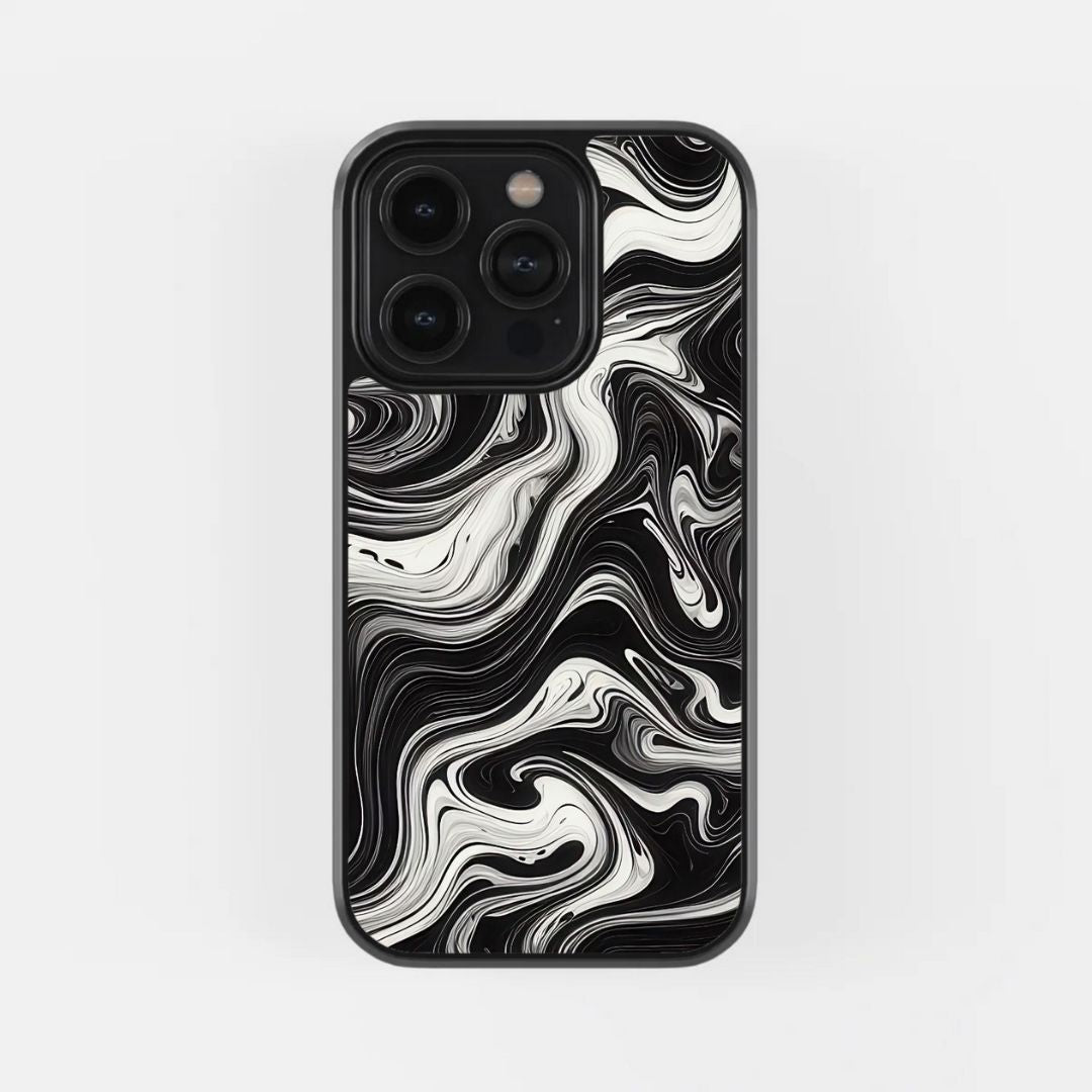 Black & White Swirl Glass Phone Case