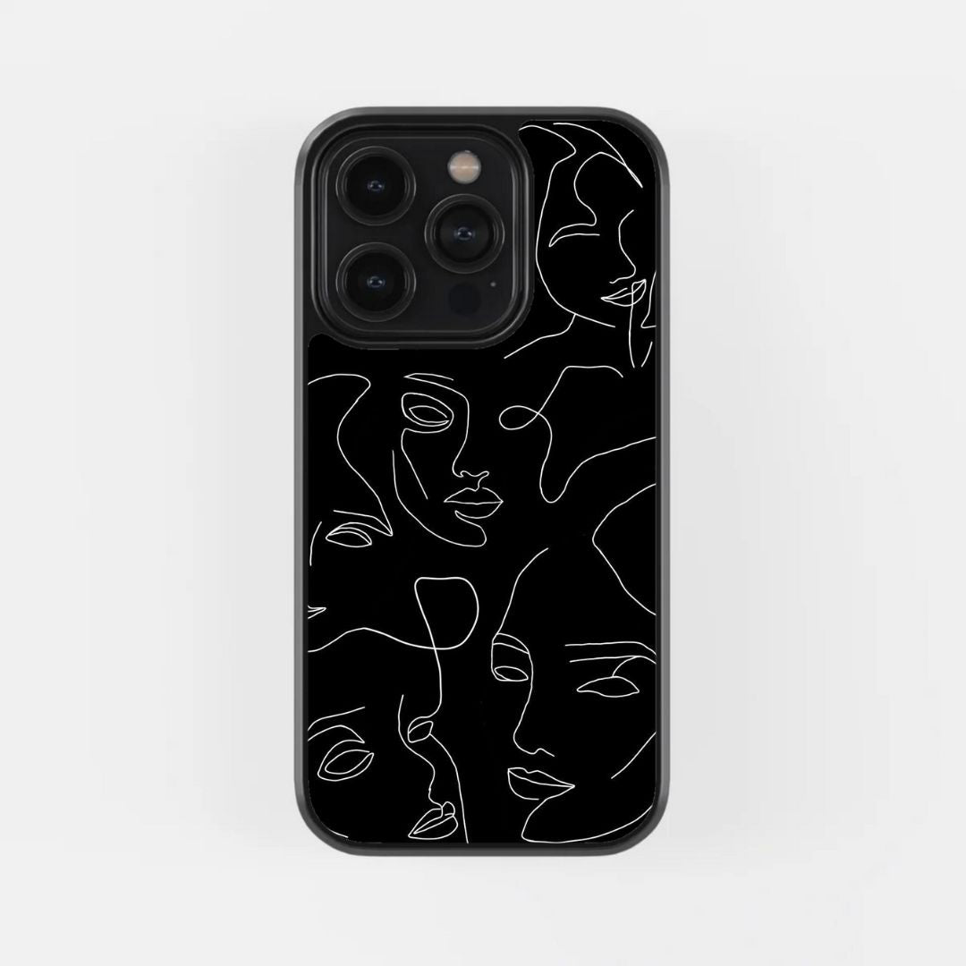 Art Outline Faces Glass Phone Case