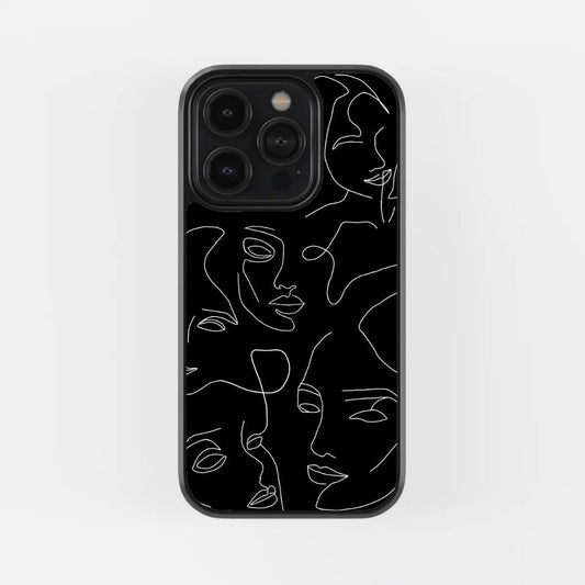 Art Outline Faces Glass Phone Case