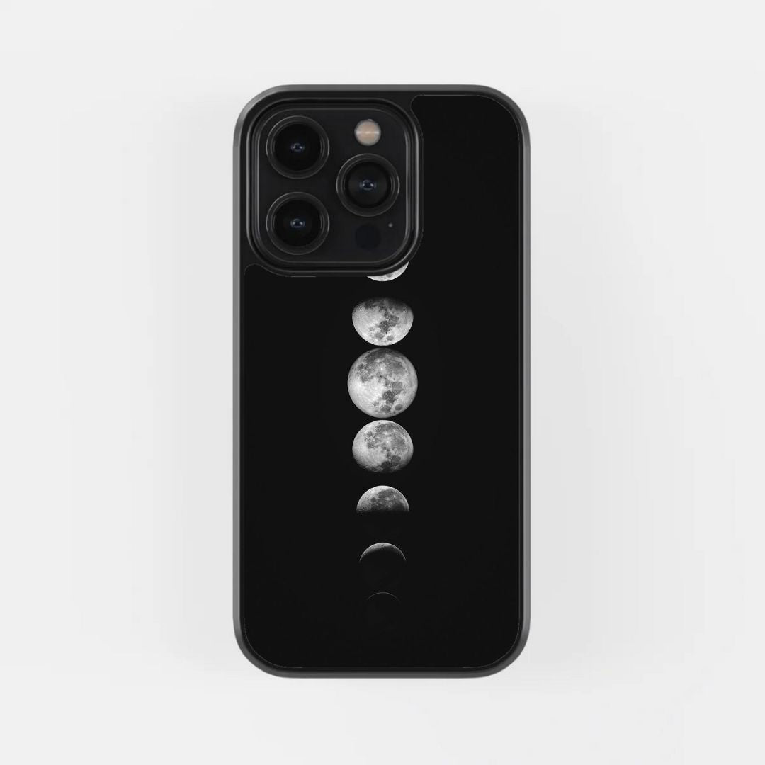 Moon Phases Black Glass Phone Case