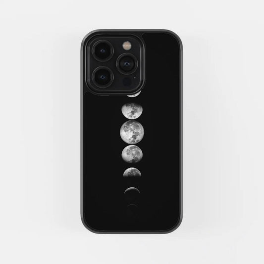 Moon Phases Black Glass Phone Case