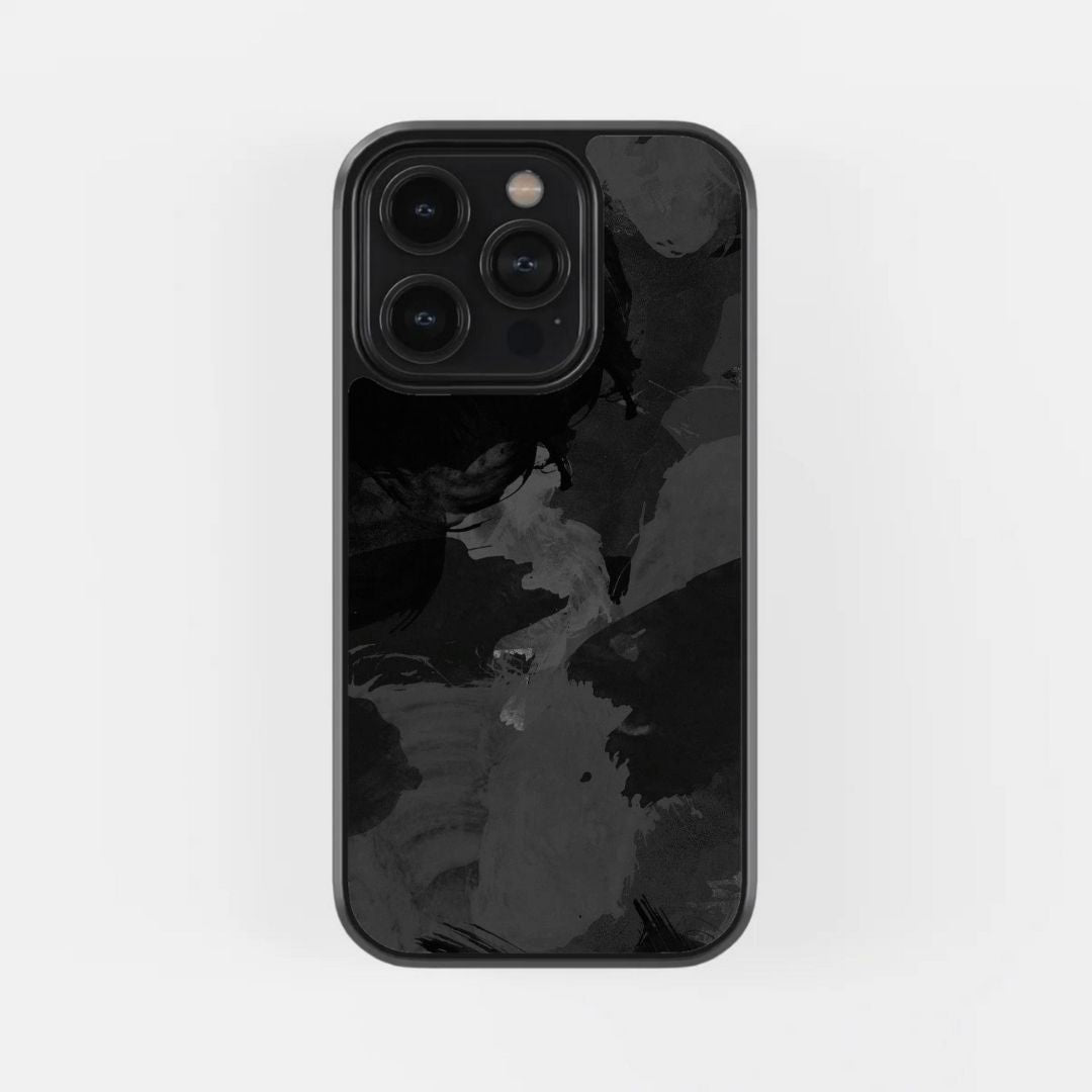 Midnight Abstract Black Glass Phone Case