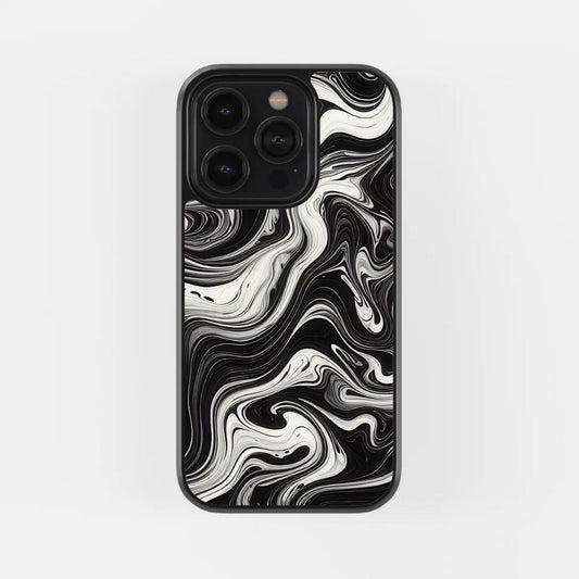 Black & White Swirl Glass Phone Case